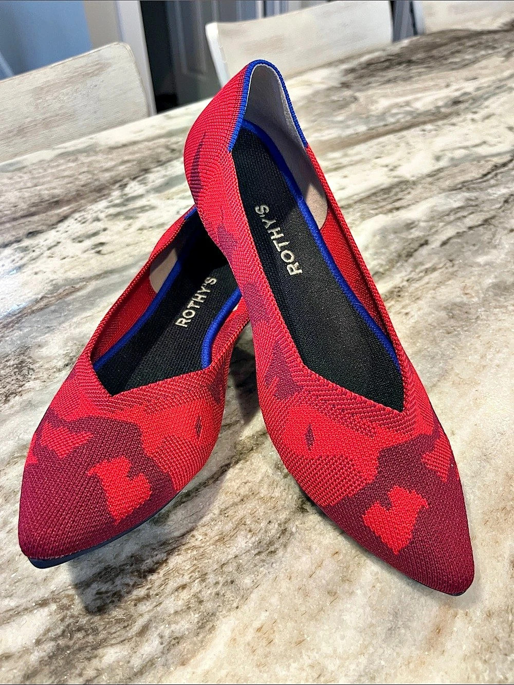 Rothy's The Point Red Camo  RETIRED Pointed-Toe Flats 9.5